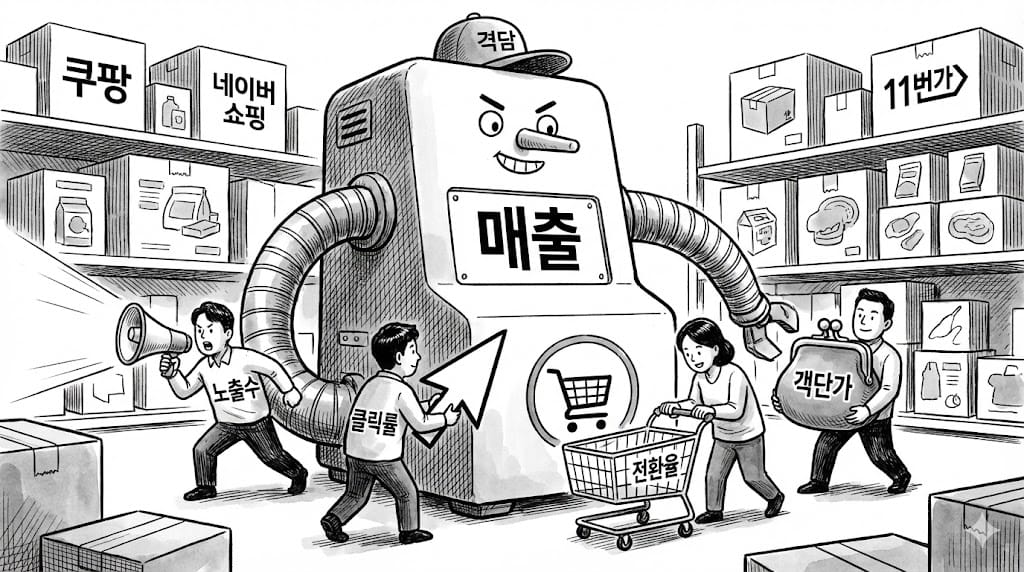 매출은 ‘노출수 × 클릭률 × 전환율 × 객단가’다.